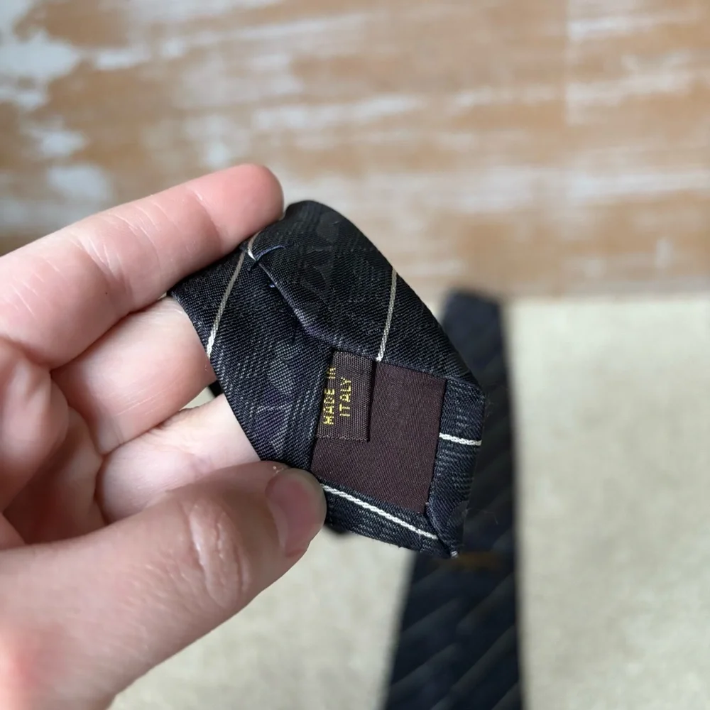 Louis Vuitton Silk Monogram Stripe Tie Designer Career Work Wear Classic - Picture 5 of 7